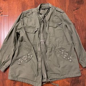 Embellished Olive Green Cargo Jacket